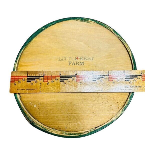Vintage Folk Art Hand Painted Round Wooden Trinket Box, Little Rest Farm - Picture 5 of 6